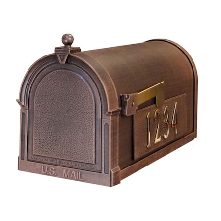 Special Lite Products Berkshire Curbside Mailbox with Side Numbers - Copper SCB-1015-MP-CP